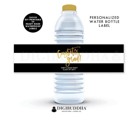 GRADUATION WATER BOTTLE Labels Grad Party Drink Stickers Labels Congrats Grad Graduate Printable or Ready Made Waterproof Labels - Tory Il_570xn