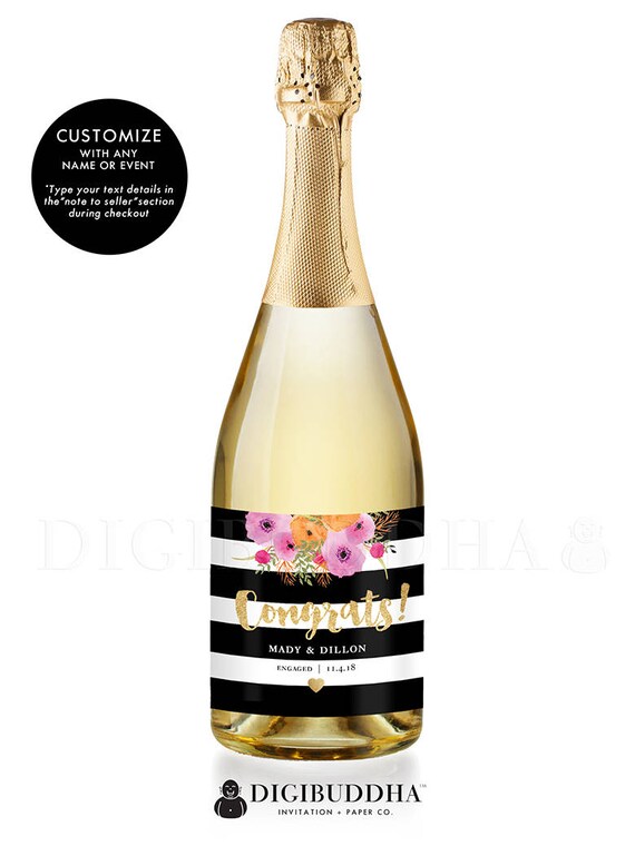 Gift for Newlyweds CHAMPAGNE LABELS Wedding Favors Engagement Gifts Wedding Favor Engagement Party Favors Personalized Gift Labels - Mady Il_570xn