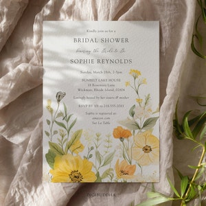 Garden Party Bridal Shower Invitations Printed, Wildflower Bridal Shower Invites Love In Bloom Invitations Printed, Floral Boho Invitations image 1