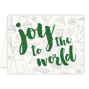 Tarjeta de Navidad Joy to the World, Tarjetas navideñas verdes, Tarjetas de Navidad en caja, Tarjetas de felicitación modernas en blanco con sobres, Paquete de 10 tarjetas