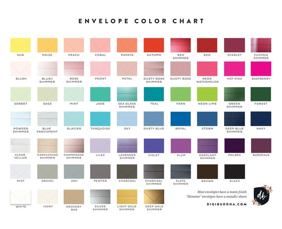 Color Envelopes UPGRADE for Digibuddha Printed Invitation Orders ONLY A7 Matte & Shimmer Colored Envelope for Digibuddha Printed Invitations Il_570xn