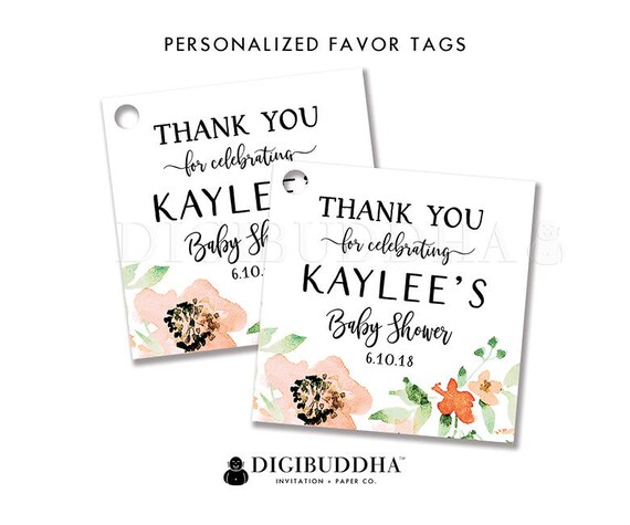 Floral Baby Shower Favor Tag Bridal Gift Tag Pretty Floral Watercolor Thank You Tag Favor Label Custom Gift Tag DIY or Printed - Kaylee Il_570xn