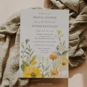 Garden Party Bridal Shower Invitations Printed, Wildflower Bridal Shower Invites Love In Bloom Invitations Printed, Floral Boho Invitations image 4