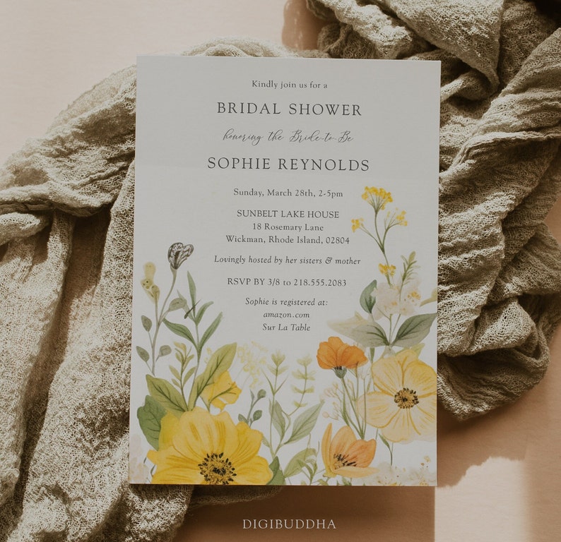 Garden Party Bridal Shower Invitations Printed, Wildflower Bridal Shower Invites Love In Bloom Invitations Printed, Floral Boho Invitations image 4