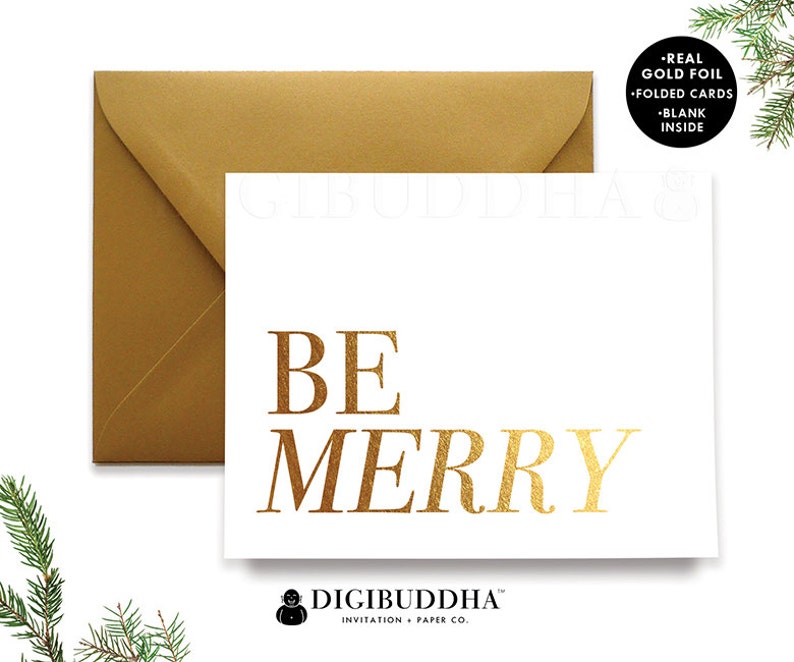 GOLD FOIL CHRISTMAS Card Set Box Holiday Cards Gold Foil Etsy
