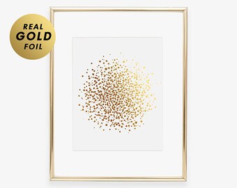 Cluster of Dots Gold Silver or Rose Gold Foil Print Dot Poster Wall Art Gold Metallic Abstract Art Contemporary Dots Modern Decor A27