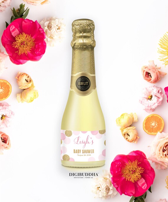 mini champagne baby shower favors
