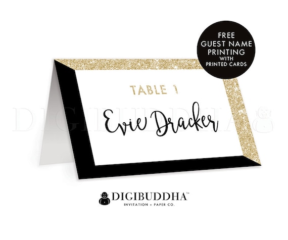 black gold tented place cards wedding escort cards folded or flat flat place cards