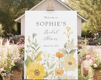 Floral Bridal Shower Welcome Sign Foam Board Printed Bridal Shower Sign FoamBoard Sign Custom Printed Canvas Welcome Bridal Brunch Signage