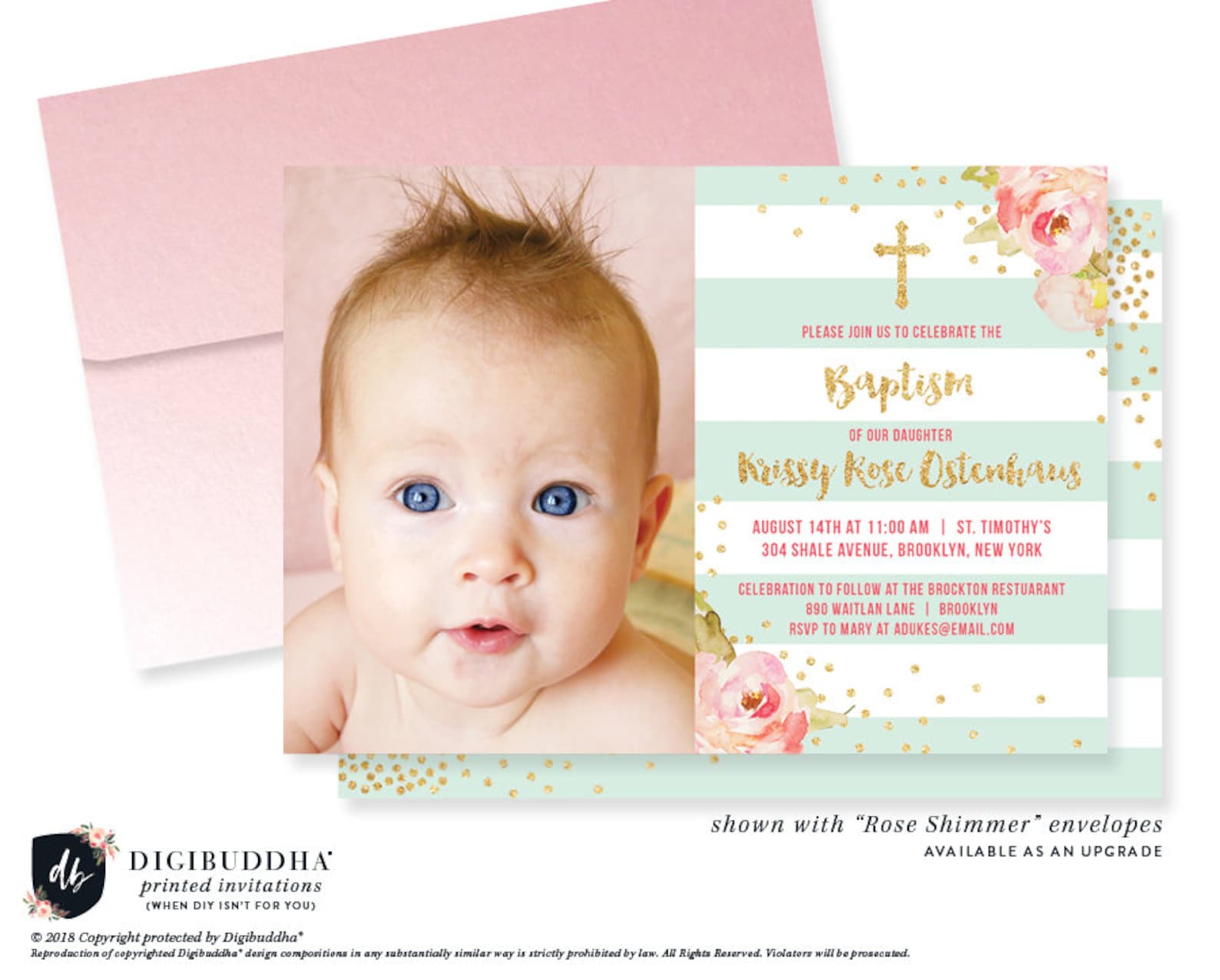 BAPTISM PHOTO Invitation Christening Invitation Baptism Etsy