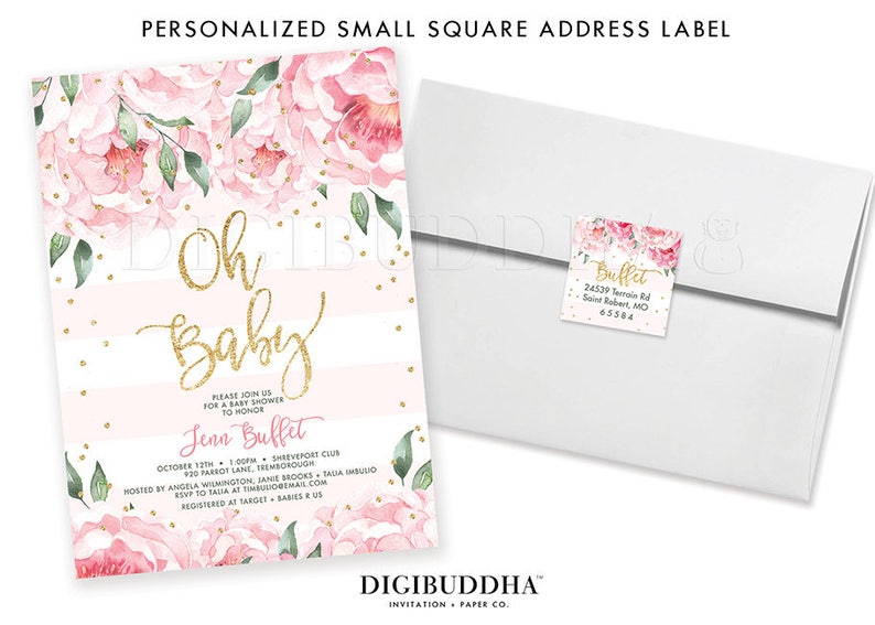 Floral Return Address Label Square Label Personalized Return Address Label Custom Return Address labels DIY labels or Printed labels Jenn image 2