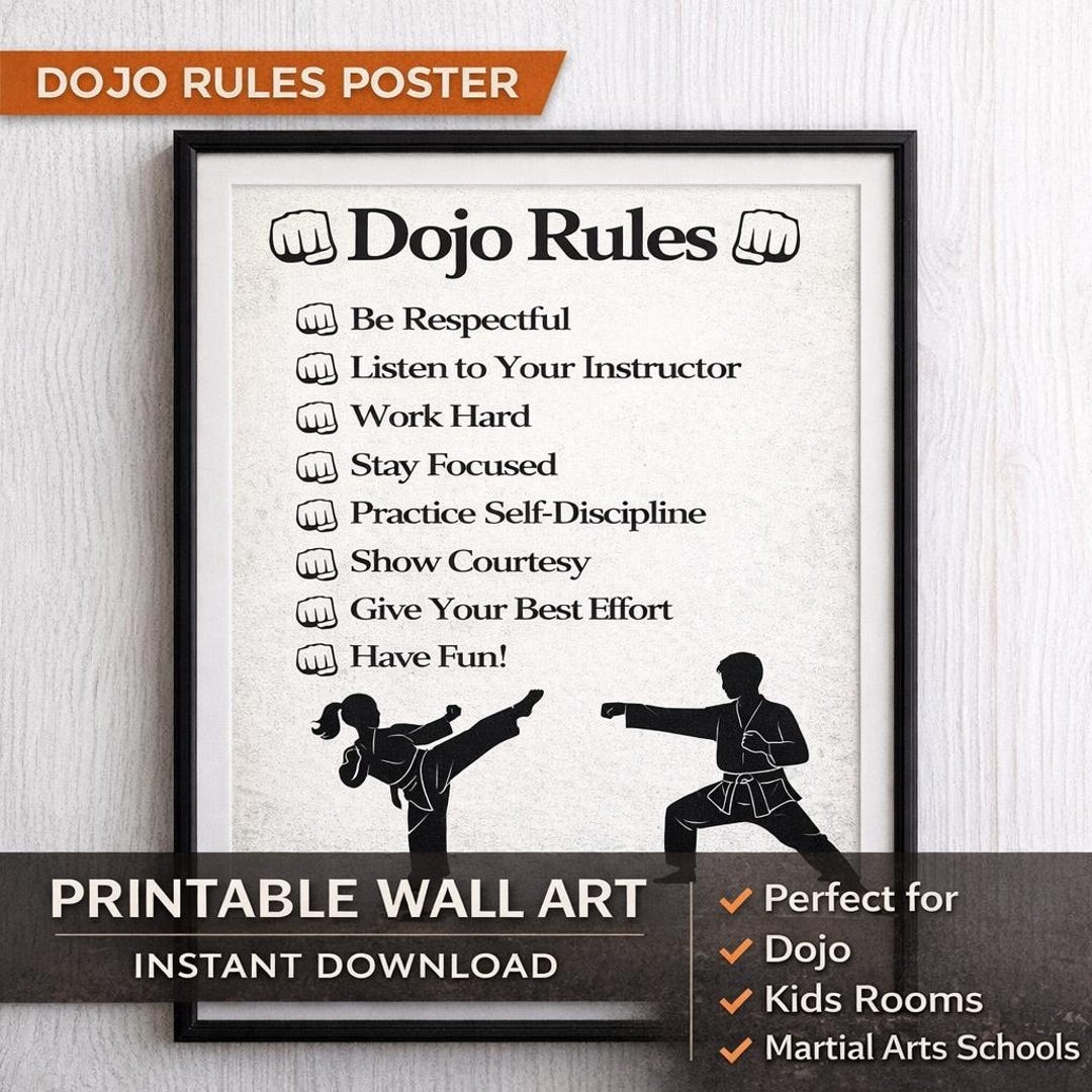 Karate Dojo Rules Poster Martial Arts Training Wall Art digital karate-dojo-rules-poster-martial-arts-training-wall-art-digital