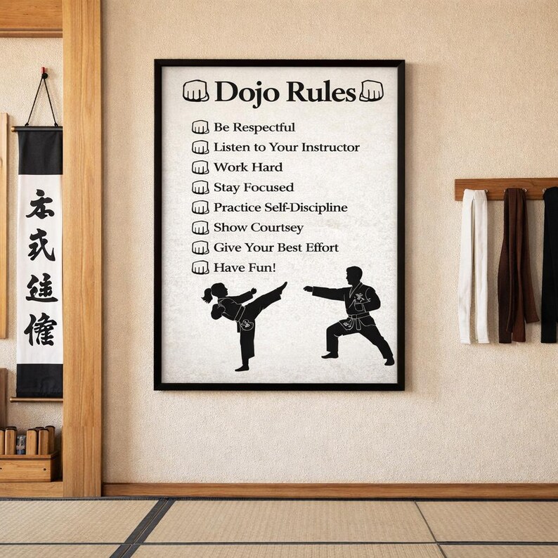 Karate Dojo Rules Poster | Martial Arts Training Wall Art (digital ...