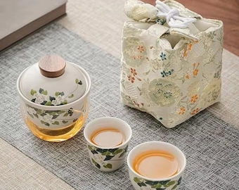 Handmade Gaiwan Set,Camellia Gongfu Tea Set,Tea Cup,Travel Women Her,Tea Drinker Gifts