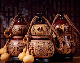 手描き漆瓢箪：蜜蝋塗り酒瓶 - Etsy 日本