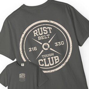 Rust Belt Tough Club 216 330 Gym Shirt | Cleveland Akron Fitness Tee | Midwest Grit Workout Shirt | Vintage Lifting Tee
