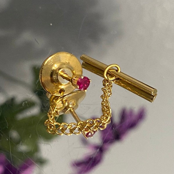 Ruby Tie Tack. 14k yellow Gold