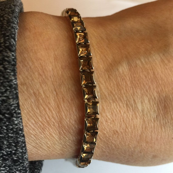 WEISS Rhinestone bracelet. Golden Topaz color, 7 … - image 1