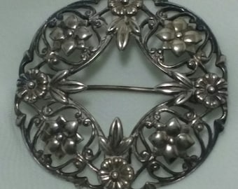 Sterling Silber Brosche, Vintage Blumen.