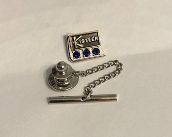 Tie pin. Kistler. 10k yellow and white gold with Blue Sapphires