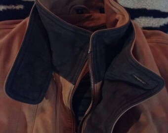 The Territory Ahead. Suede Leather Jacket. Men&#39;s S. Gold color with Brown elbow