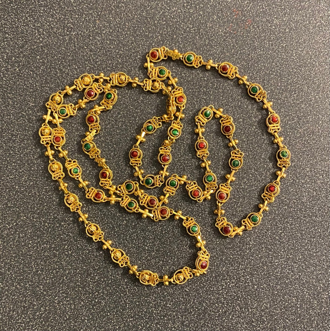 22k/20k Solid Gold & Enameled One of a Kind Neck Chain. - Etsy