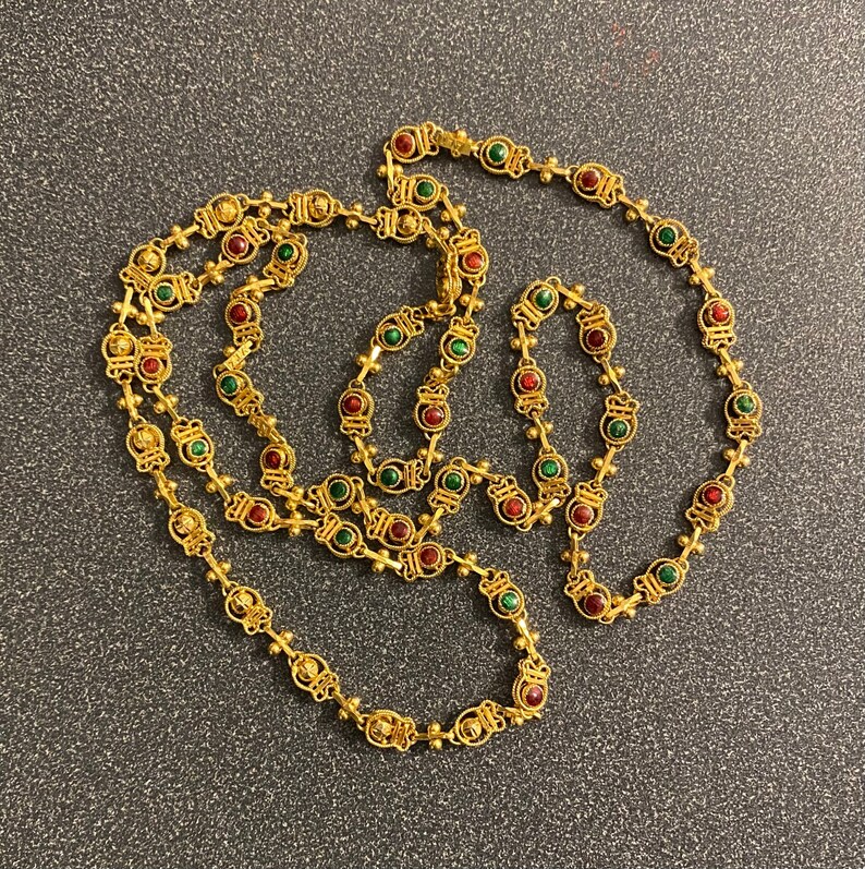 22k/20k Solid Gold & Enameled One of a Kind Neck Chain. - Etsy