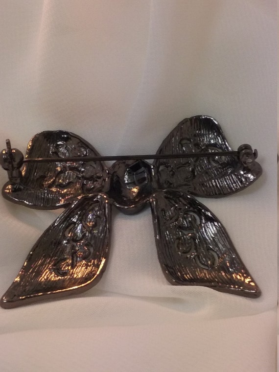 Rhinestone Brooch, Vintage Bow. - image 2