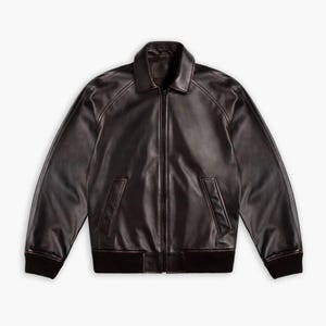 Men's Genuine Leather Bomber Jacket | Classic Zip Up Leather Jacket | Vintage Motorcycle Jacket | Casual Biker Coat | Gift for Him