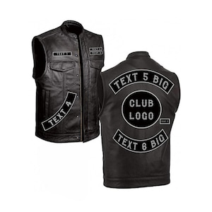 Custom Leather Motorcycle Club Vest | Personalized MC Biker Vest | Custom Name & Back Patch Leather Riding Vest | Men's Motorcycle Waistcoat