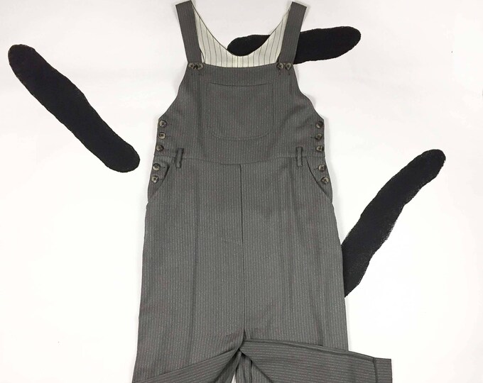 90s Grey Pinstripe Overall Dress / Front and Back Slits / High Etsy