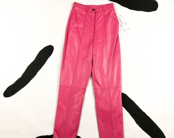pink leather pants