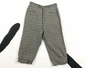 50s / 60s Psychedelic Triangle Knit Riding Pants / Jodhpurs / Cropped / Pedal Pushers / Wool / Diamonds / Rosita Niego / Small / S / Gray