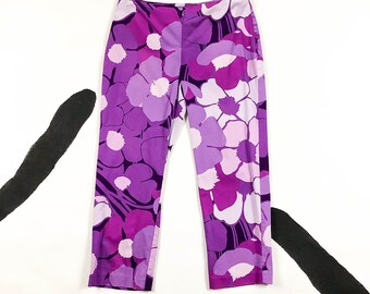 90s Express Purple Floral Capri Pants  / Cropped / M / Jawbreaker / 00s / Party Girl / Clueless / Delias / y2k / Size 8 / Medium / y2k /