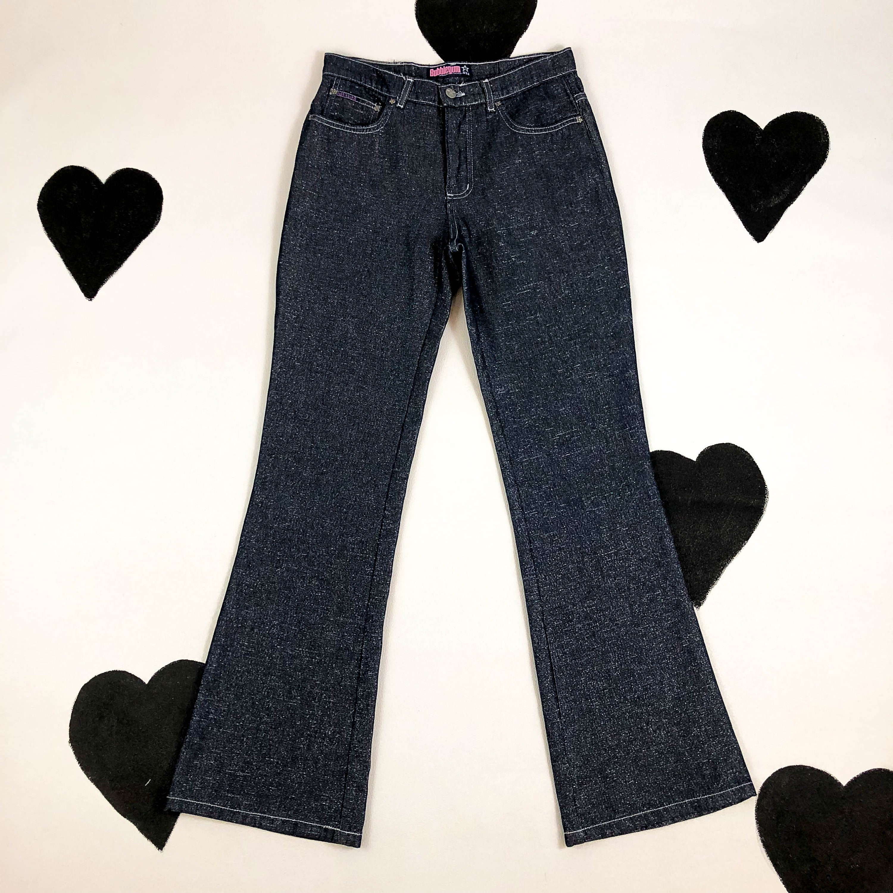 90s Bubblegum Glitter Jeans / Denim / Y2k / Sparkle / Flare 90s Bubblegum Glitter Jeans / Denim / Y2k / Sparkle / Flare