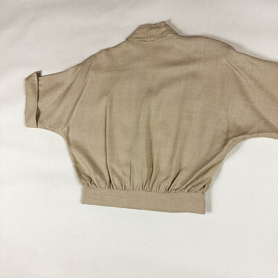 1940s Beige Cropped Blouse with Tie Front by Glen… - image 6