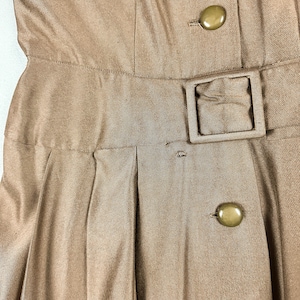 1950s McKettrick Brown Iridescent Fit and Flare Dress / Shirtwaist / Shirtdress / Shark Skin / Built in Belt / 28 Waist / New Look / M / image 10