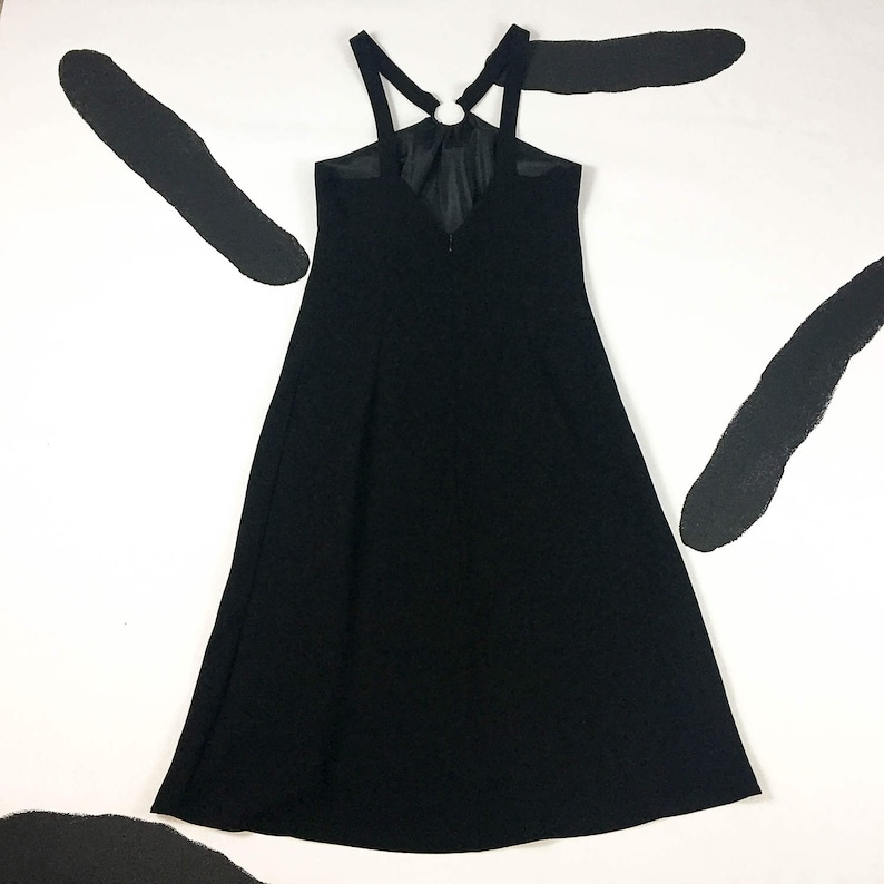 90s Black Strappy Midi Dress With Curved Barbell Piercing - Etsy