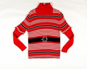 1970s Urlaub Weihnachten Pullover / Rollkragenpullover / Rollkragenpullover / Kurzarm / Tromp L'oiel / Strickgürtel / optische Täuschung / kitschig / 70s / Weihnachtsmann