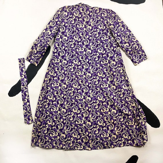 1920s Art Deco Cotton Swirl Print Robe / Purple a… - image 8