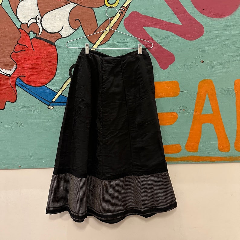 Vintage Black Victorian Silk Walking Skirt / Stripes / Fur Trim / As Is / Goth / Handmade / Prairie / 1800s / 1900s / Small / Antique / image 4