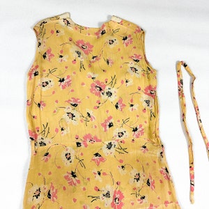 1920s Pink and Yellow Silk Floral Day Dress / Flapper Dress / Allover Print / Lawn Dress / Sheer / Antique Textiles / Small / S / Gatsby image 9