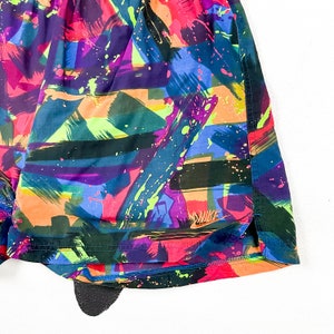 90s Nike Abstract Print Swim Trunks / Brush Stroke / 80s / Bright / Geometric Print / Saved By The Bell / Thailand / Mens / XL / image 3