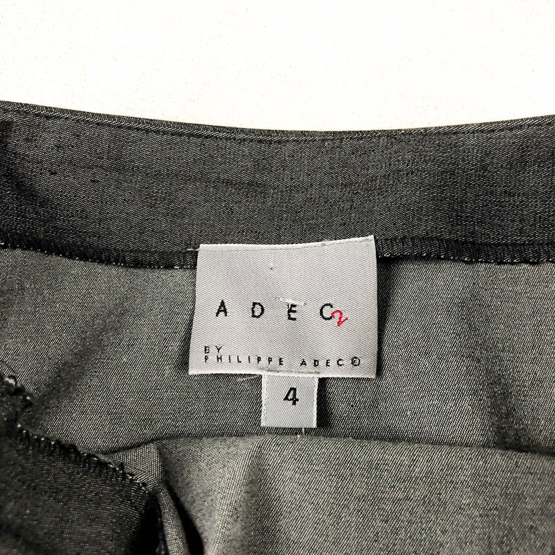 90s Adec 2 Philippe Adec Grey Snap Side Pencil Skirt / Midi Skirt / y2k / 00s / Minimal / Gray / Side Slit / Thigh Slit / Size 4 / Small / image 3