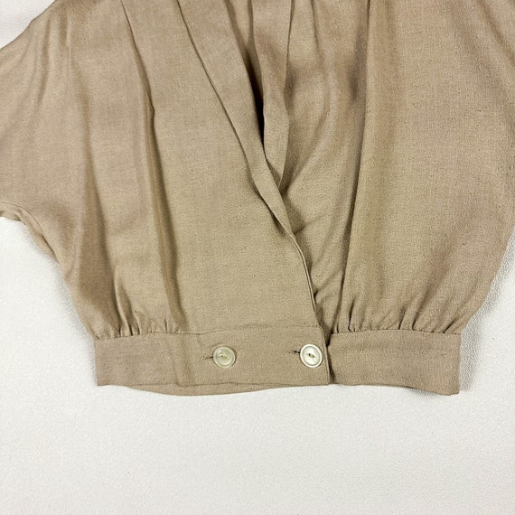 1940s Beige Cropped Blouse with Tie Front by Glen… - image 2