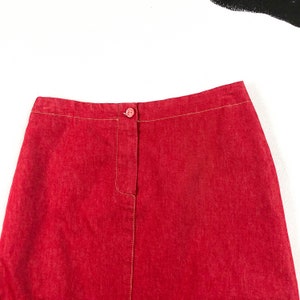 90s / Y2k Red Two Tone Slip Skirt / Midi Skirt / Stretch Denim - Etsy