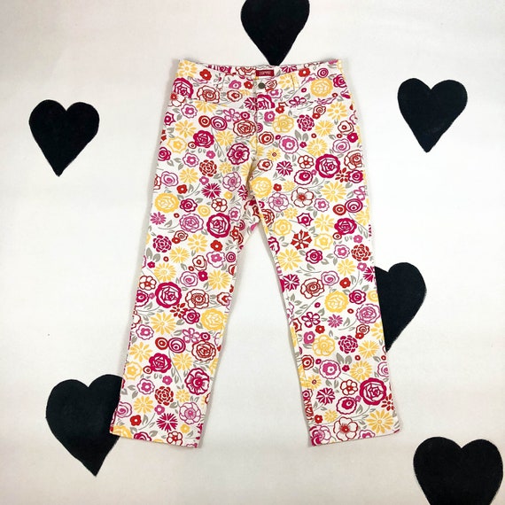 90s Esprit Floral Print Pants / y2k / Mid Rise / … - image 1