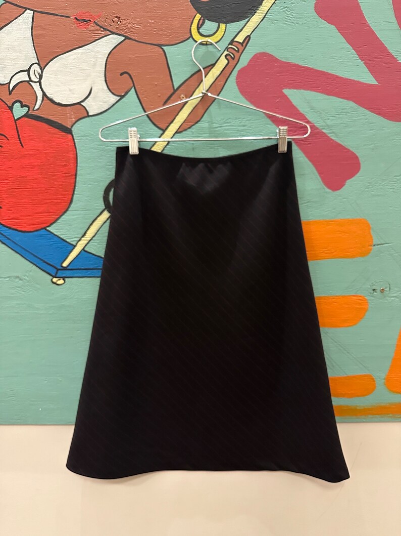 1990s / y2k Black and red pinstripe slip skirt / Midi Skirt / Medium / 00s / Goth / Rave / Elastic waist / hot topic / no appt necessary image 4