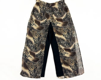 1990s Cheetah Print Chiffon Pants / Silky / Leopard Print / Animal Print / Skirt / Multiple Layers / Flowy / Pants With Skirt / 90s / Large