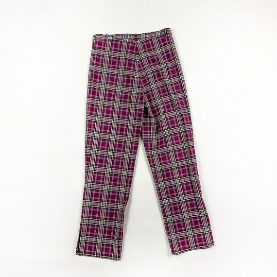 1990s / y2k lightweight purple plaid pants / Smal… - image 4